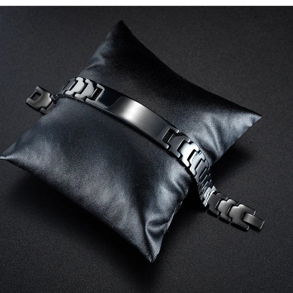 Personalized Men'S Stainless Steel Bracelet Black Glossy Popular Ornament