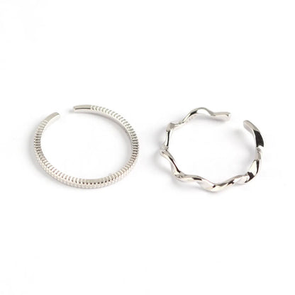 Japanese And Korean Style S925 Sterling Silver Ins Style Geometric Twisted Mobius Very Simple And Fine Little Finger Ring All-Match Silver Ring Bracelet