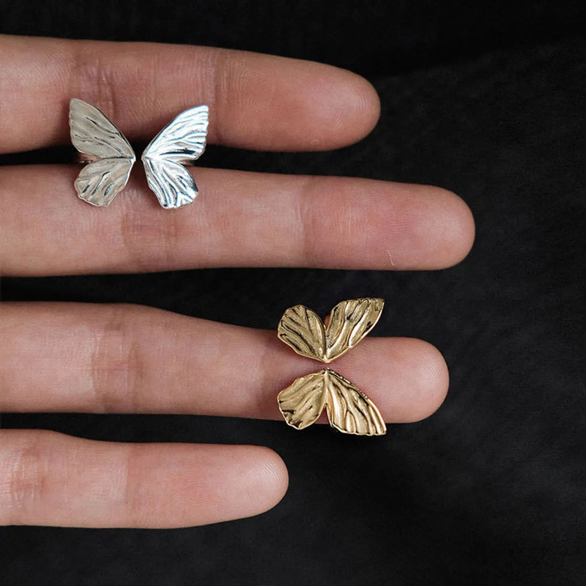 Japanese Style Butterfly Sterling Silver Plating Gold Plated Open Rings