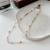 Japanese Style Geometric Natural Stone Freshwater Pearl Necklace In Bulk