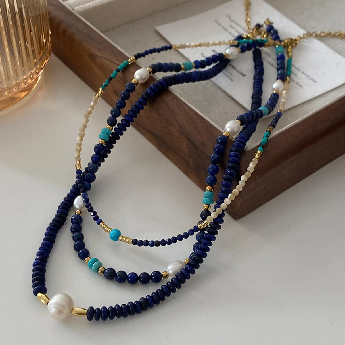 Japanese Style Geometric Natural Stone Freshwater Pearl Necklace In Bulk