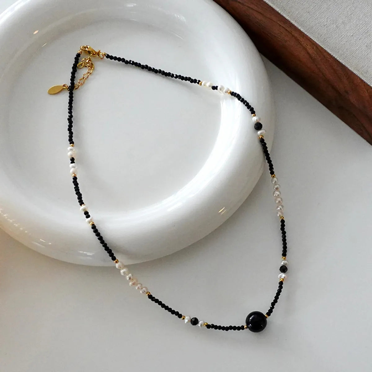 Japanese Style Geometric Natural Stone Freshwater Pearl Necklace In Bulk