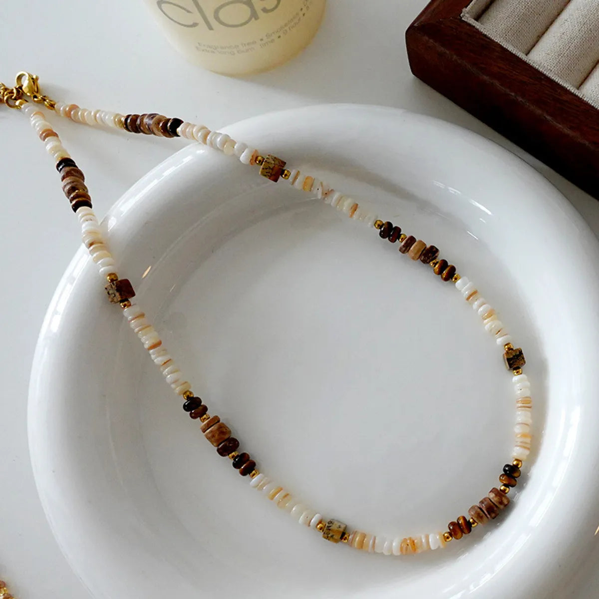 Japanese Style Geometric Natural Stone Freshwater Pearl Necklace In Bulk