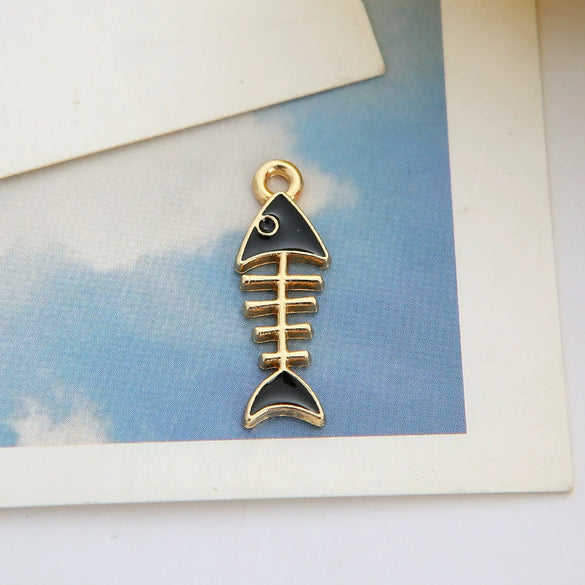 Jewelry Accessories Alloy Electroplated Double Hanging Cat Fish Bones Pendant Earrings