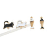 Jewelry Accessories Alloy Electroplated Double Hanging Cat Fish Bones Pendant Earrings