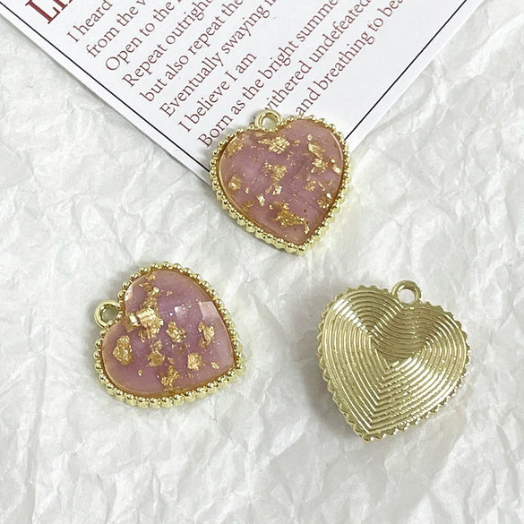 Jewelry Accessories Alloy Inlaid Gold Foil Love Round Water Drop Geometric Earring Necklace Pendant Bodhi Line Electroplated