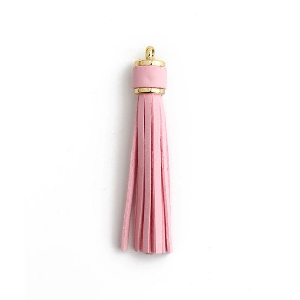 Jewelry Accessories Baotou Leather Bell Hat Tassel Edge Long Tassel Pu Artificial Leather Tassel Keychain Electroplating Solid Color