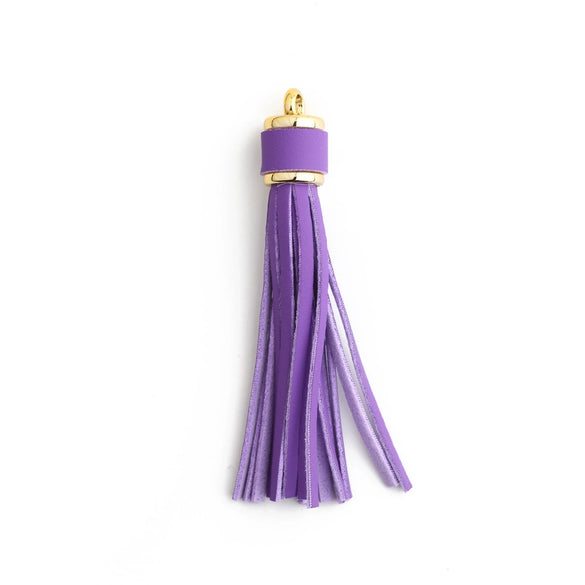 Jewelry Accessories Baotou Leather Bell Hat Tassel Edge Long Tassel Pu Artificial Leather Tassel Keychain Electroplating Solid Color
