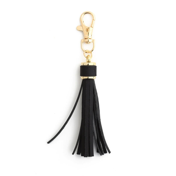 Jewelry Accessories Baotou Leather Bell Hat Tassel Edge Long Tassel Pu Artificial Leather Tassel Keychain Electroplating Solid Color
