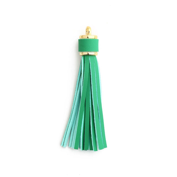 Jewelry Accessories Baotou Leather Bell Hat Tassel Edge Long Tassel Pu Artificial Leather Tassel Keychain Electroplating Solid Color