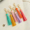 Jewelry Accessories Baotou Leather Bell Hat Tassel Edge Long Tassel Pu Artificial Leather Tassel Keychain Electroplating Solid Color
