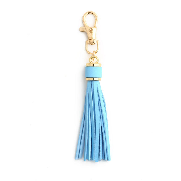 Jewelry Accessories Baotou Leather Bell Hat Tassel Edge Long Tassel Pu Artificial Leather Tassel Keychain Electroplating Solid Color