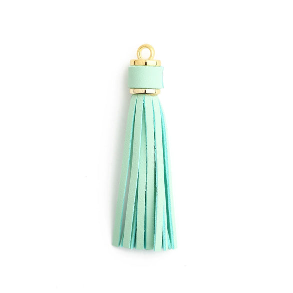 Jewelry Accessories Baotou Leather Bell Hat Tassel Edge Long Tassel Pu Artificial Leather Tassel Keychain Electroplating Solid Color