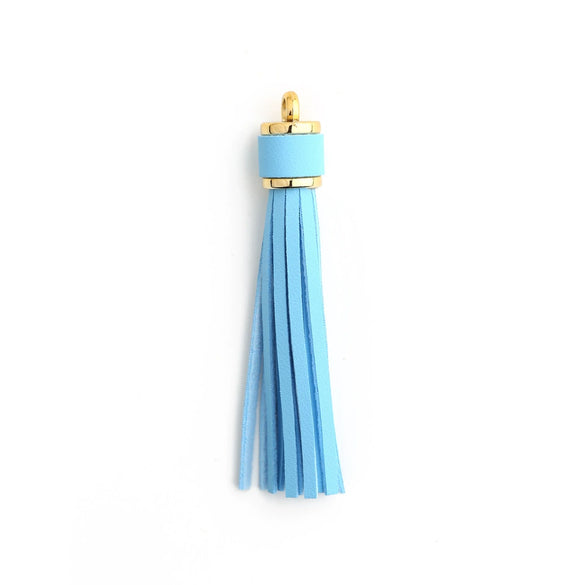 Jewelry Accessories Baotou Leather Bell Hat Tassel Edge Long Tassel Pu Artificial Leather Tassel Keychain Electroplating Solid Color