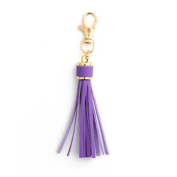 Jewelry Accessories Baotou Leather Bell Hat Tassel Edge Long Tassel Pu Artificial Leather Tassel Keychain Electroplating Solid Color