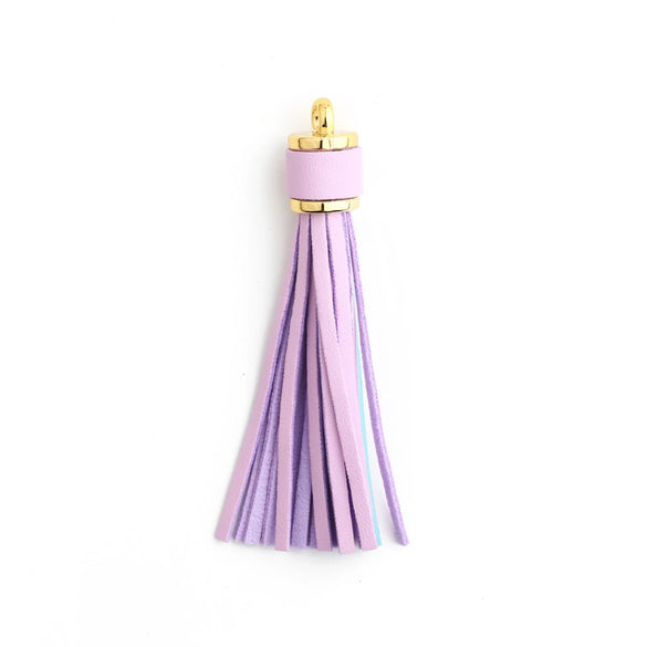 Jewelry Accessories Baotou Leather Bell Hat Tassel Edge Long Tassel Pu Artificial Leather Tassel Keychain Electroplating Solid Color