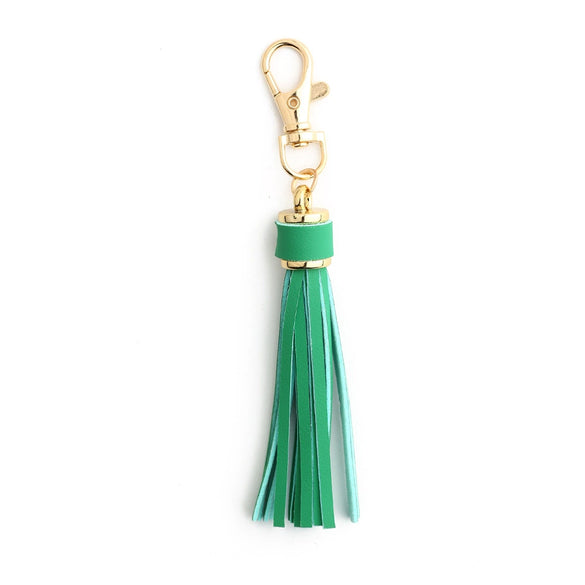 Jewelry Accessories Baotou Leather Bell Hat Tassel Edge Long Tassel Pu Artificial Leather Tassel Keychain Electroplating Solid Color