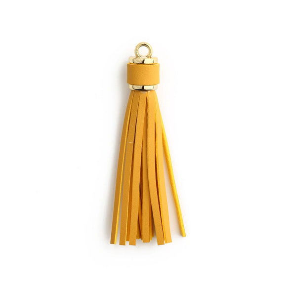 Jewelry Accessories Baotou Leather Bell Hat Tassel Edge Long Tassel Pu Artificial Leather Tassel Keychain Electroplating Solid Color