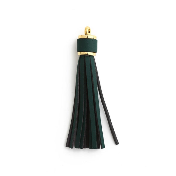 Jewelry Accessories Baotou Leather Bell Hat Tassel Edge Long Tassel Pu Artificial Leather Tassel Keychain Electroplating Solid Color