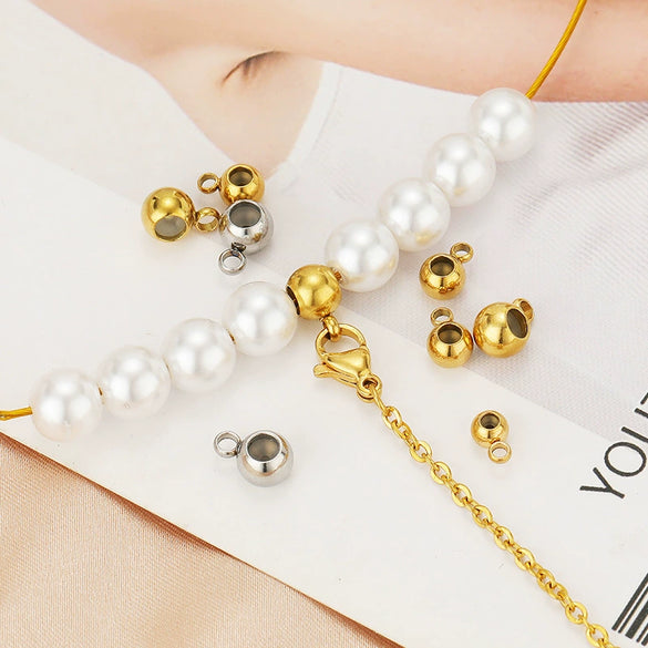 Jewelry Accessories Bracelet Necklace Made Of 18K Real Gold And Stainless Steel With Round Silicone Nonslip Adjustable Positioning Beads Electroplated And Handmade