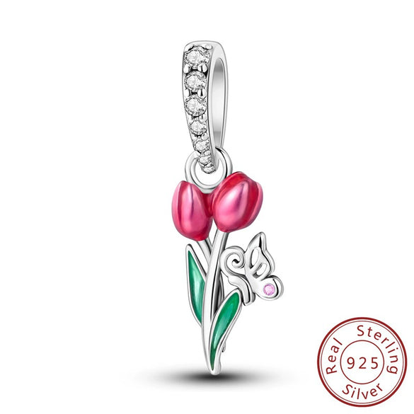 Jewelry Accessories Bracelet Necklace S925 Silver Tulip Pendant With Dripping Oil Treatment