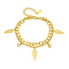 Jewelry Accessories Bracelet Titanium Steel Double Layer Stacked Chain Leaf Pendant Electroplating For Women