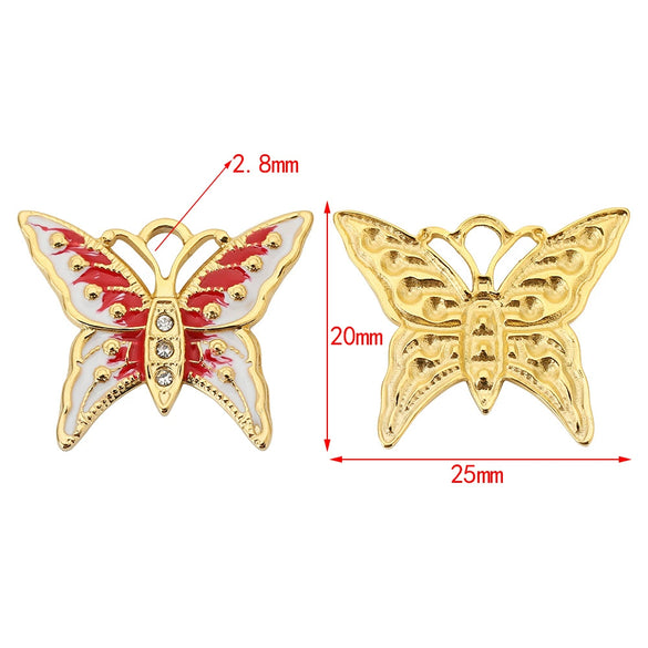 Jewelry Accessories Butterfly Pendant Dripping Oil Stainless Steel Love Pattern Diy Handmade Necklace Accessory