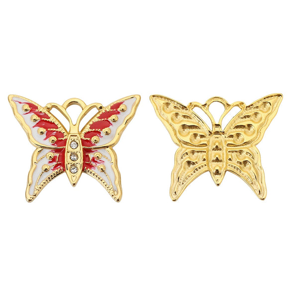 Jewelry Accessories Butterfly Pendant Dripping Oil Stainless Steel Love Pattern Diy Handmade Necklace Accessory