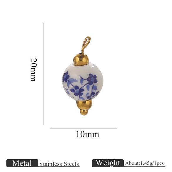 Jewelry Accessories Ceramic Pendant Stainless Steel Handmade Totem Curved Needle Earrings