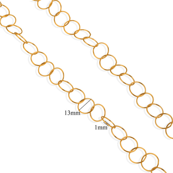 Jewelry Accessories Chain Stainless Steel Handmade Electroplated 18K Real Gold