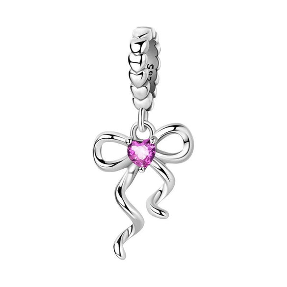Jewelry Accessories Charm Bracelet 925 Sterling Silver Love Bow Ribbon Pendant Dripping Oil Design