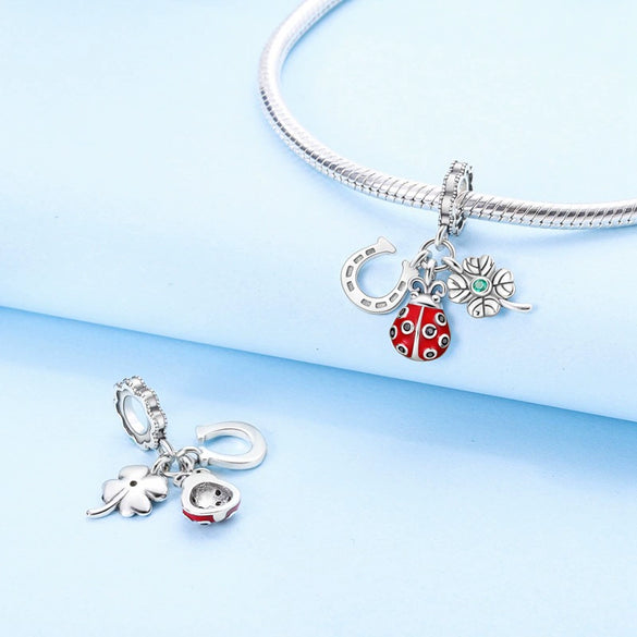 Jewelry Accessories Charm Love Eternal Star And Moon Safety Chain Pendant Bracelet Beads 925 Sterling Silver Dripping Oil Original Design Animal Style