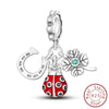 Jewelry Accessories Charm Love Eternal Star And Moon Safety Chain Pendant Bracelet Beads 925 Sterling Silver Dripping Oil Original Design Animal Style