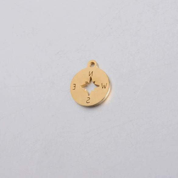 Jewelry Accessories Compass Pendant Stainless Steel Mirror Polished Round Hollow
