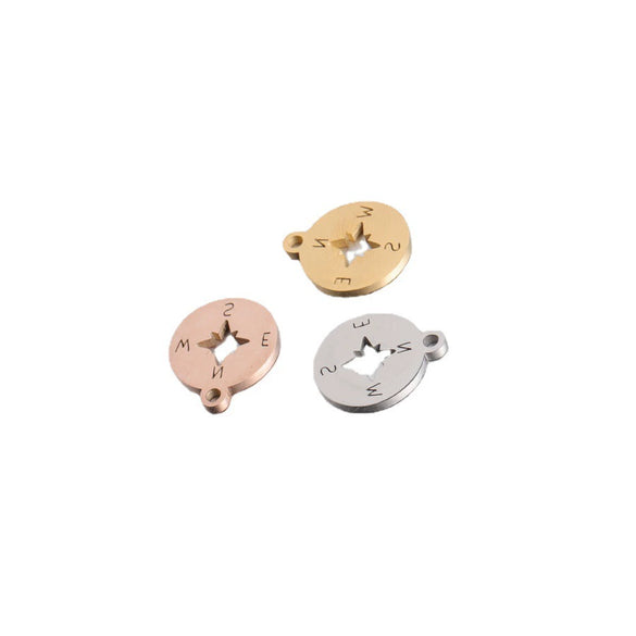 Jewelry Accessories Compass Pendant Stainless Steel Mirror Polished Round Hollow
