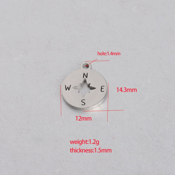 Jewelry Accessories Compass Pendant Stainless Steel Mirror Polished Round Hollow