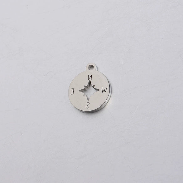 Jewelry Accessories Compass Pendant Stainless Steel Mirror Polished Round Hollow