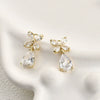 Jewelry Accessories Copper Bow Fourleaf Flower Water Drop Pendant Electroplated Light Luxury Style