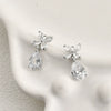 Jewelry Accessories Copper Bow Fourleaf Flower Water Drop Pendant Electroplated Light Luxury Style