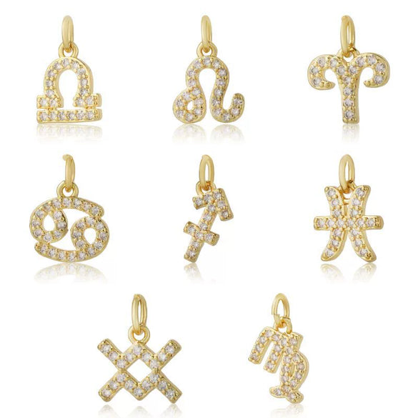 Jewelry Accessories Copper Constellation Small Pendant Charm Earrings Diy Bracelet Necklace With Zirconia