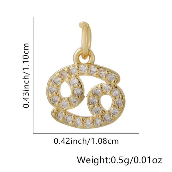 Jewelry Accessories Copper Constellation Small Pendant Charm Earrings Diy Bracelet Necklace With Zirconia