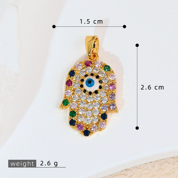 Jewelry Accessories Copper Devil's Eye Palm Pendant Necklace Electroplating