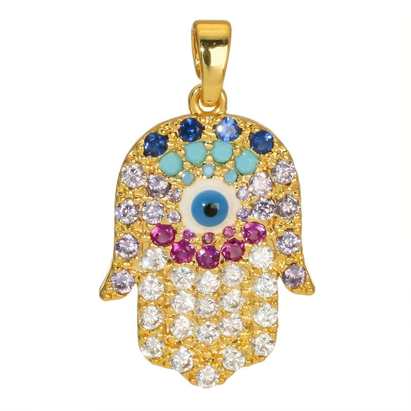 Jewelry Accessories Copper Devil's Eye Palm Pendant Necklace Electroplating