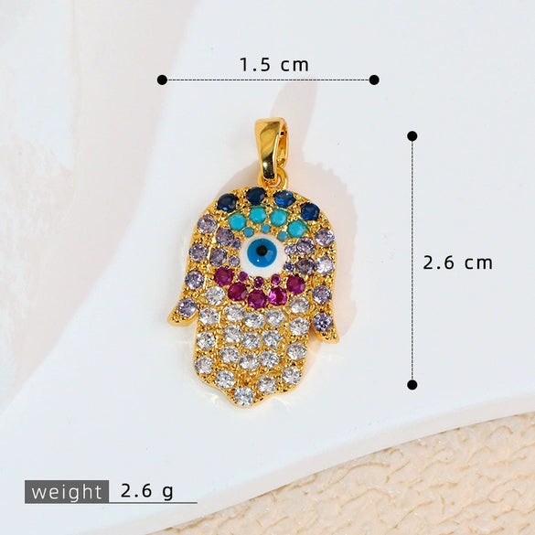 Jewelry Accessories Copper Devil's Eye Palm Pendant Necklace Electroplating