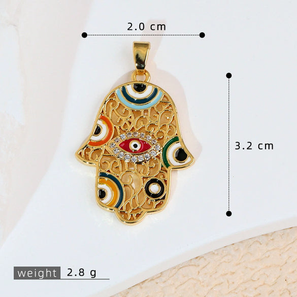 Jewelry Accessories Copper Devil's Eye Palm Pendant Necklace Electroplating
