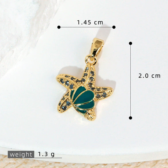 Jewelry Accessories Copper Electroplated Starfish Fivepointed Star Animal Style Necklace Pendant For Women