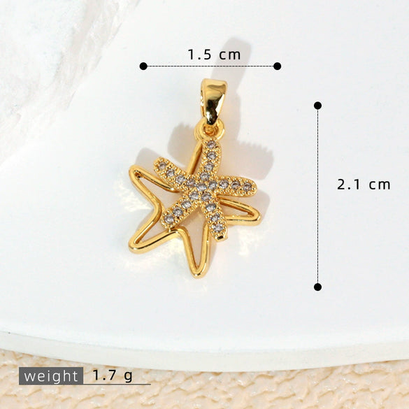 Jewelry Accessories Copper Electroplated Starfish Fivepointed Star Animal Style Necklace Pendant For Women