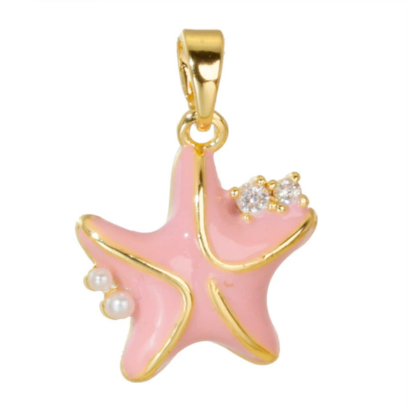 Jewelry Accessories Copper Electroplated Starfish Fivepointed Star Animal Style Necklace Pendant For Women