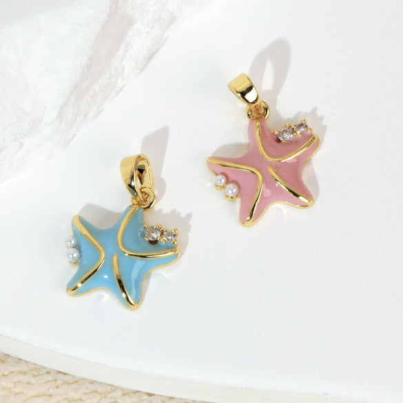 Jewelry Accessories Copper Electroplated Starfish Fivepointed Star Animal Style Necklace Pendant For Women