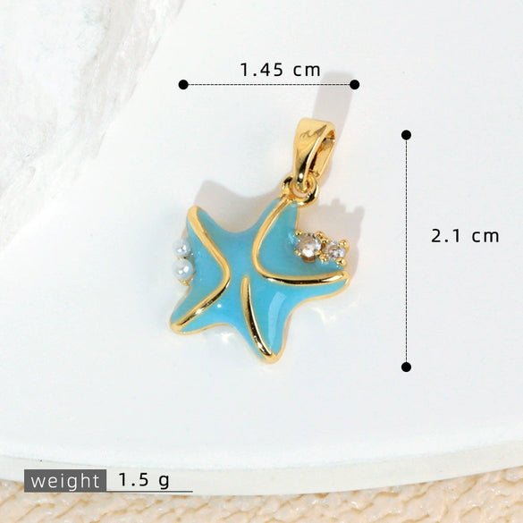Jewelry Accessories Copper Electroplated Starfish Fivepointed Star Animal Style Necklace Pendant For Women